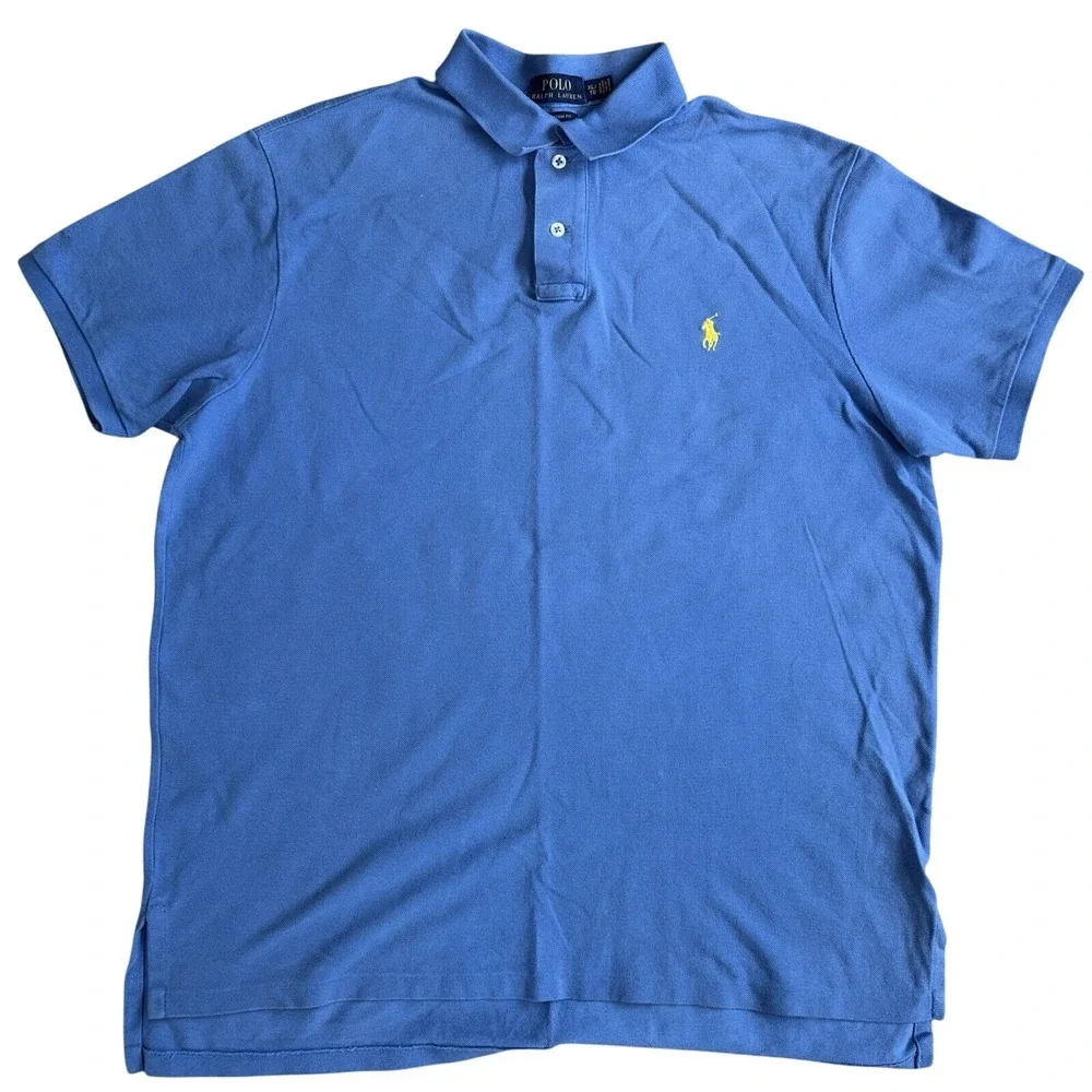 Polo Ralph Lauren Men's Polo Shirt XL Custom Fit Blue Pony Logo Cotton Preppy